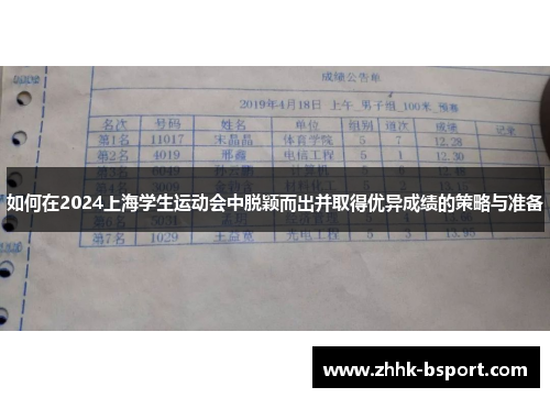 如何在2024上海学生运动会中脱颖而出并取得优异成绩的策略与准备